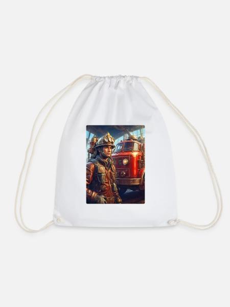 Steampunk Firefighter Man 1.27 - Turnbeutel - Weiß