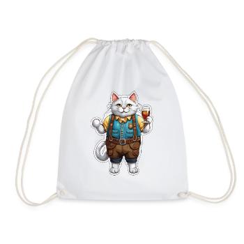 Lederhose / Tier / Tracht / Tradition / Katze - Turnbeutel - Weiß - Vorne