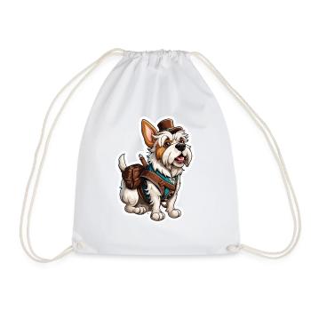 Lederhosen / Animal / Traditional costume / Tradition / Dog - Drawstring Bag - white - Front