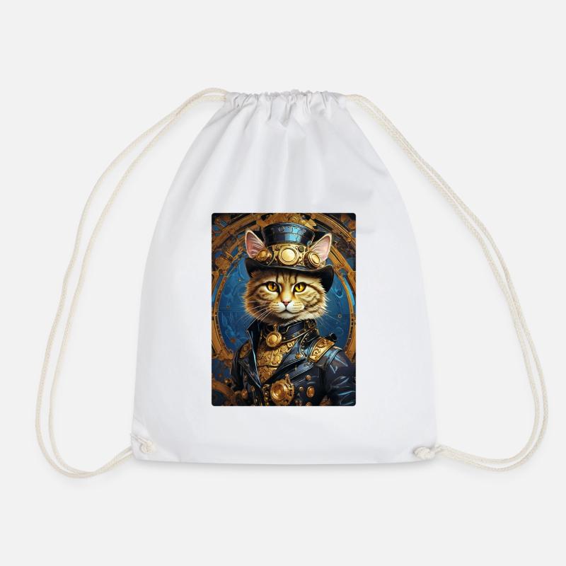 Steampunk Katze 1.5 - Turnbeutel - Weiß