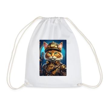 Steampunk Katze 1.3 - Turnbeutel - Weiß - Vorne