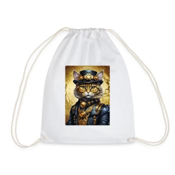 Steampunk Katze 1.17 - Turnbeutel - Weiß - Vorne