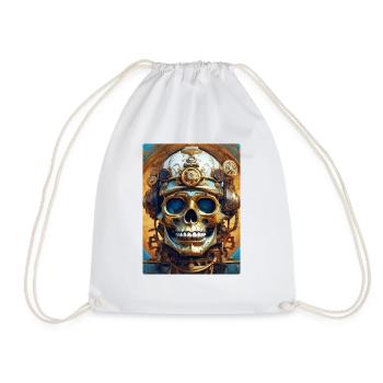Steampunk Skull 1.1 - Drawstring Bag - white - Front
