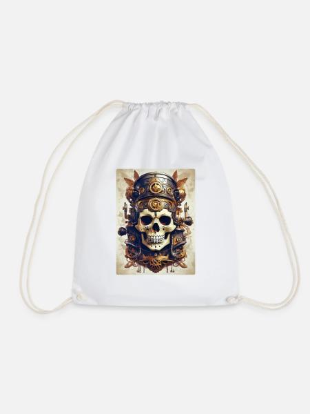 Steampunk Skull 1.4 - Turnbeutel - Weiß