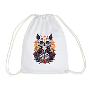 La Catrina / Tatouage / Mexique / Animal / Chat - Sac de sport léger - blanc - Devant