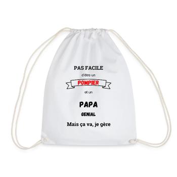 Pas facile d'être Pompier et Papa génial - Sac de sport léger - blanc - Devant