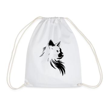 cat, cat motif, cute, gift, gift ideas - Drawstring Bag - white - Front