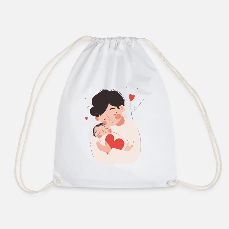 Father and son/daughter newborn - Drawstring Bag - white