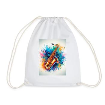 Saxophone aquarelle - Sac de sport léger - blanc - Devant