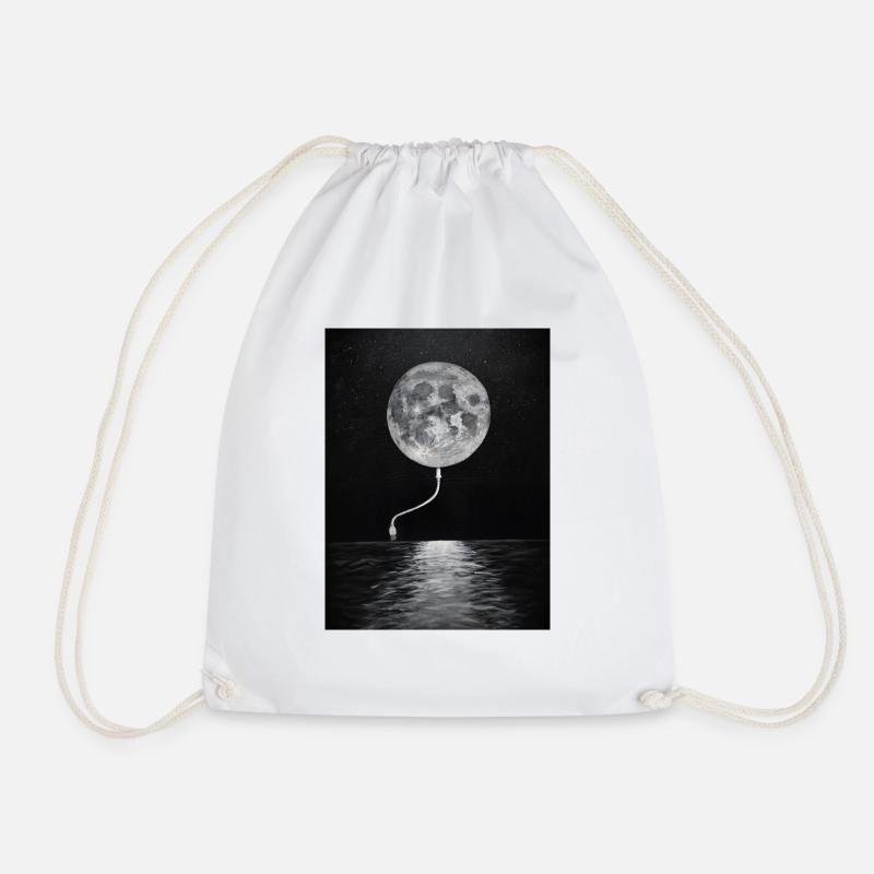 Moon Charger - Drawstring Bag - white