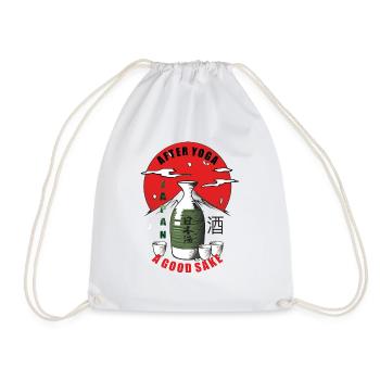 après le yoga, un bon saké - Sac de sport léger - blanc - Devant