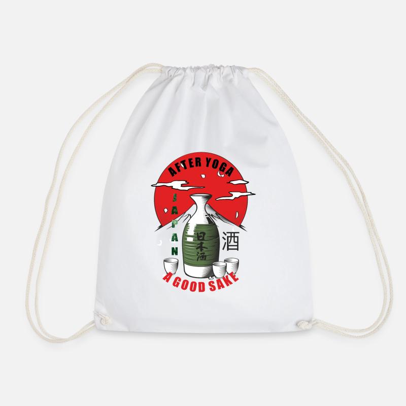 after yoga a good sake - Drawstring Bag - white