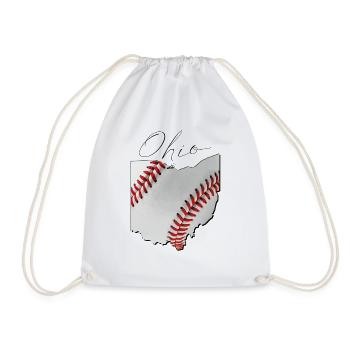 Ohio (United States) | real baseball | Map Script - Drawstring Bag - white - Front