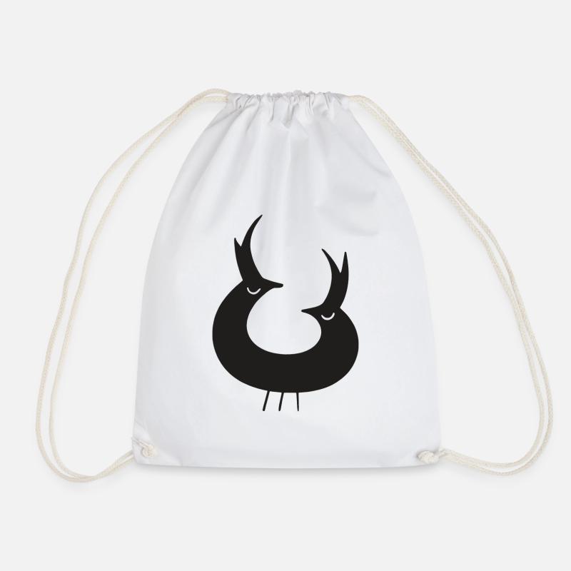 Two birds, One Stone - Drawstring Bag - white