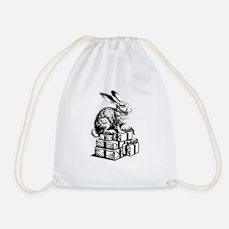 Weihnachtshase - Osterhase feiert Weihnachten - Turnbeutel - Weiß