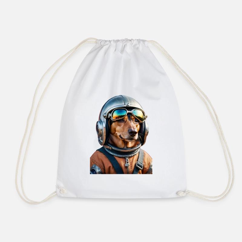 Space Dachshund | Dog in space - Drawstring Bag - white