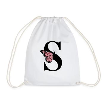 Monogramme élégant avec papillon – Lettre S - Sac de sport léger - blanc - Devant