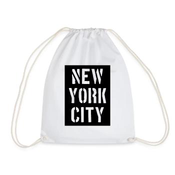 New York City - NYC - Manhattan - Brooklyn - Bronx - Drawstring Bag - white - Front