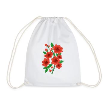 Blooming Grace : Dark Pink Flowers - Drawstring Bag - white - Front