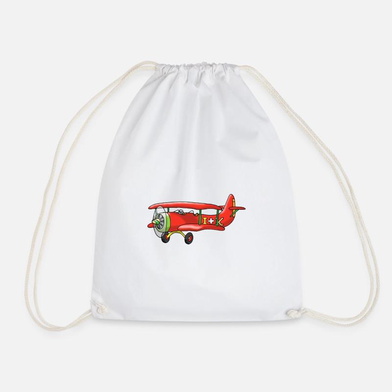 Biplane - Drawstring Bag - white