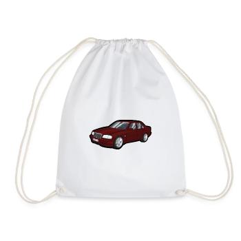 Red cartoon car street look - Drawstring Bag - white - Front