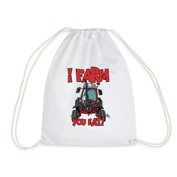 I farm you eat IH - Drawstring Bag - white - Front