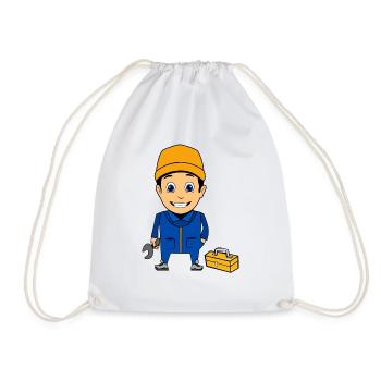car mechanic mechanic plumber craftsman - Drawstring Bag - white - Front