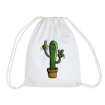 Stacheliger Kaktus - Pflanze - Comic - Geschenk - Turnbeutel - Weiß - Vorne