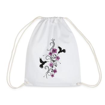 Colibri avec hibiscus et vrille, style aquarelle - Sac de sport léger - blanc - Devant
