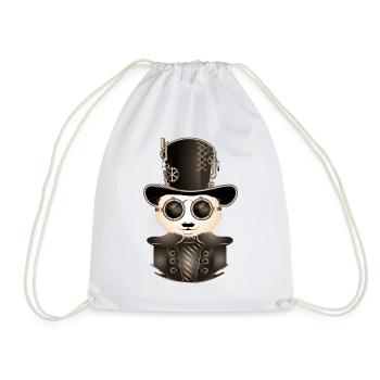 Panda Steampunk avec chapeau cylindre et lunettes en sépia - Sac de sport léger - blanc - Devant