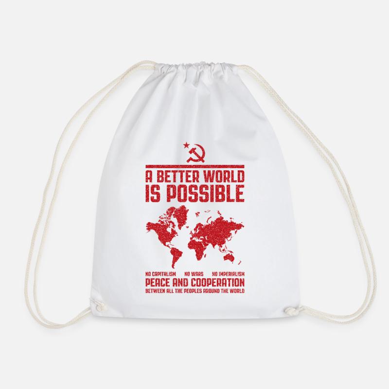 Communist world - A better world is possible - Drawstring Bag - white