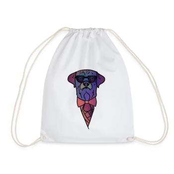 Trippy dog with sunglasses - Drawstring Bag - white - Front