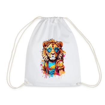 Cool Lion - Drawstring Bag - white - Front