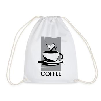 coffee café coffee symbol heart love relaxation - Drawstring Bag - white - Front
