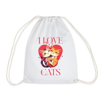 Chats J’aime Les Chats Amour Câlin Coeur Câlin - Sac de sport léger - blanc - Devant