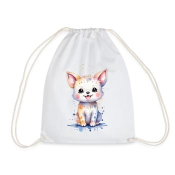 Kawaii Canine Charm: Watercolor Dog Painting - Drawstring Bag - white - Front