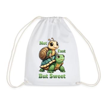 Turtle and Snail - Drawstring Bag - white - Front