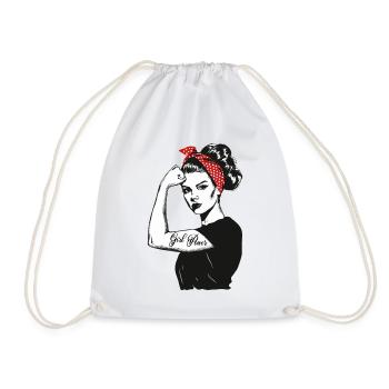 Girl Power Girl Power Grl Pwr Femme Fille Rétro - Sac de sport léger - blanc - Devant