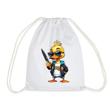 SSW33 Knife Duck with Hoodie Jacket - Drawstring Bag - white - Front