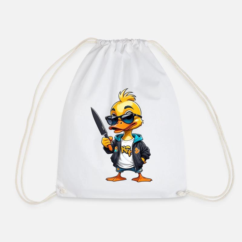 SSW33 Knife Duck with Hoodie Jacket - Drawstring Bag - white