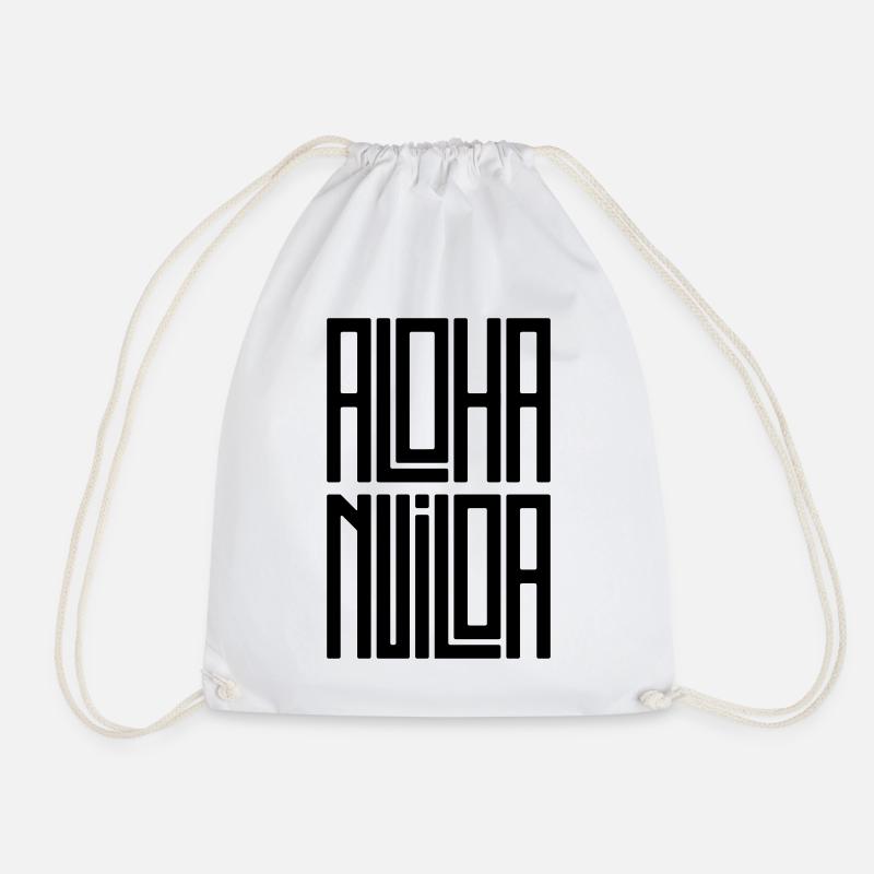 Aloha Nui Loa - Hawaiian Saying - Typography - Drawstring Bag - white