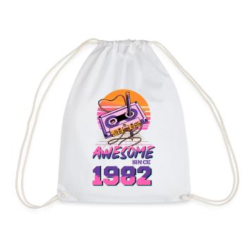 Retro Kassette 1982 Neon Design - Turnbeutel - Weiß - Vorne