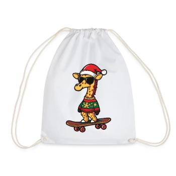 Giraffe Christmas Funny - Drawstring Bag - white - Front