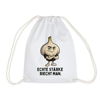 Selbstbewusster Knoblauch Garlic Gemüse Motiv - Turnbeutel - Weiß - Vorne
