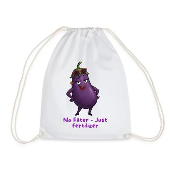 Eggplant Diva Sunglasses Caricature Motif - Drawstring Bag - white - Front