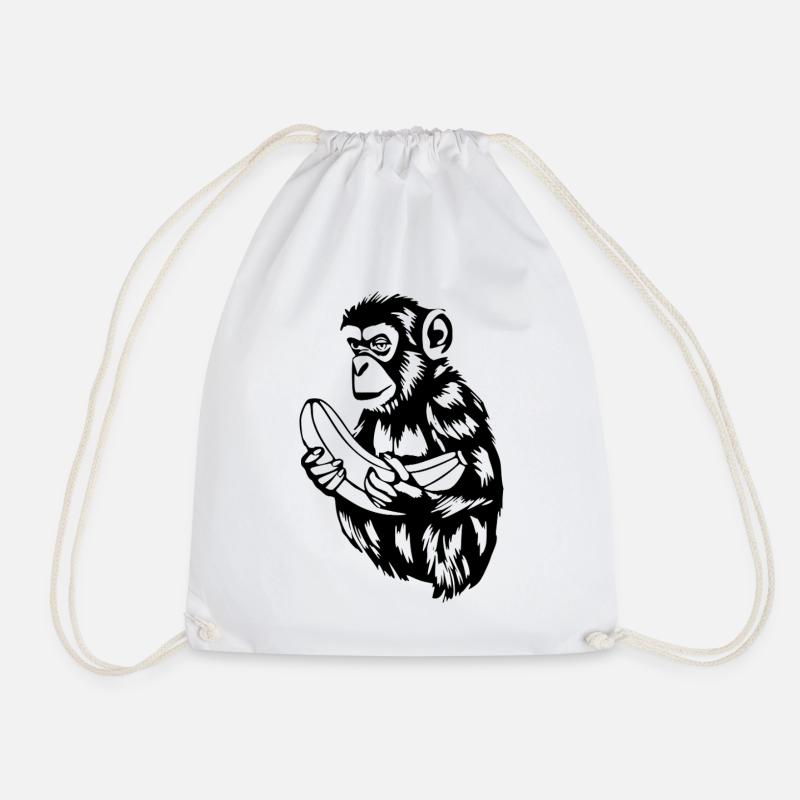 Affe mit Banane T-shirt Geschenk - Turnbeutel - Weiß