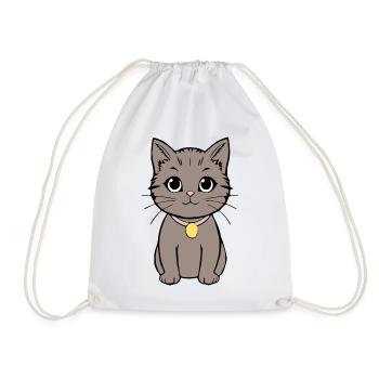 Katze Kätzchen Katzenshirt Geschenk - Turnbeutel - Weiß - Vorne