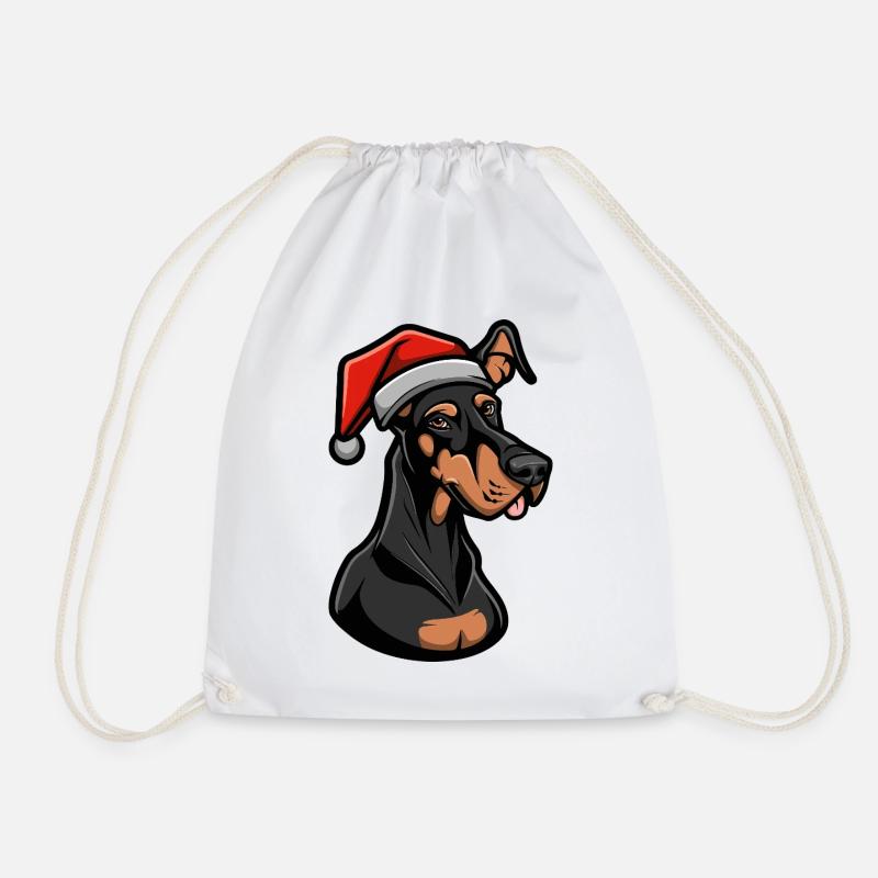 Dobermann Hund Weihnachten - Turnbeutel - Weiß