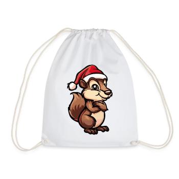 Squirrel Christmas - Drawstring Bag - white - Front