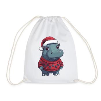 Nilpferd Weihnachten Xmas - Turnbeutel - Weiß - Vorne